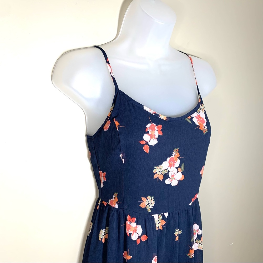 Abercrombie & Fitch Navy Floral Mini Dress XS Spaghetti Strap Coquette Romantic - Picture 4 of 14